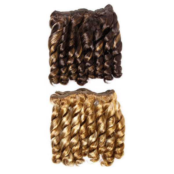 Rod Curl Afro Hair Wefts - 12quot Inch (30.5 cm) - Chocolate Brown - Golden Blonde