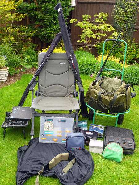 Rods,reels.alarms,chair trolley etc complete package following bereavement