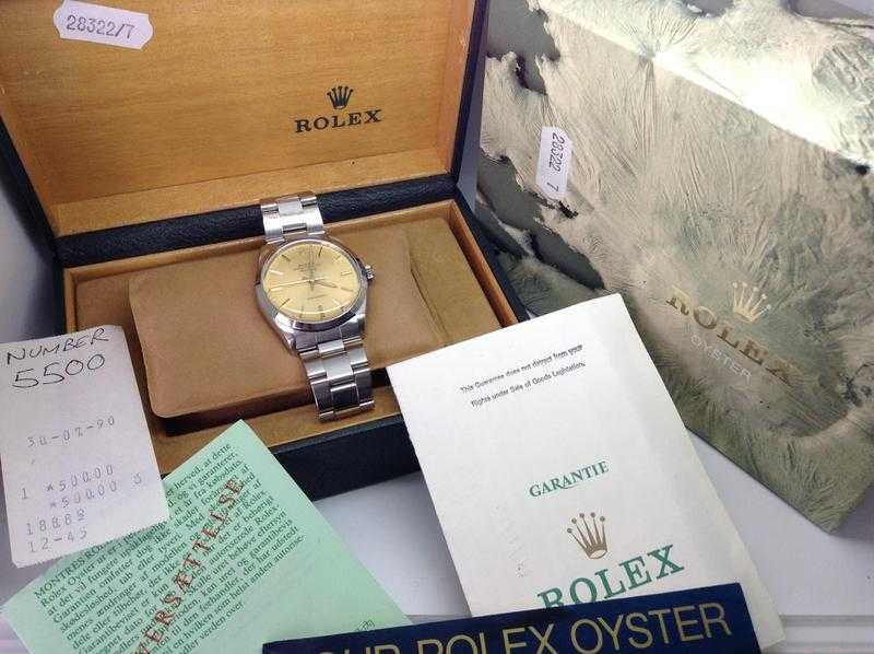 ROLEX OYSTER AIR KING PRECISION GENTS WATCH 5500 STAINLESS WITH BOXES BOOKLETS AND ORIGINAL PAPER