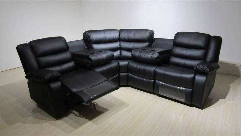 Roma Bonded Leather Corner Recliner Sofa With Pull Down Drink Holders (2 Corner 2)