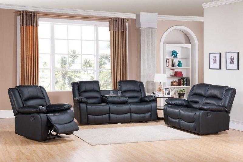 ROMA LUXURY SOFA 3 2 - RECLINER  CUP HOLDERS BONDED LEATHER