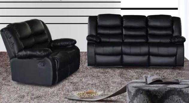 Rosie 3 and 2 Seater Bonded Leather Recliner Sofa With Pull Down Drink Holder
