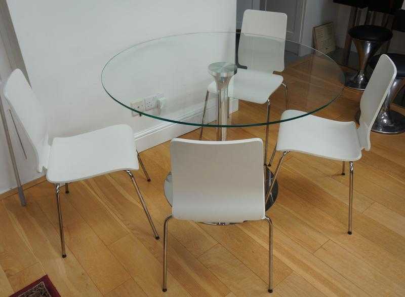 Round Glass Table and 4 chairs