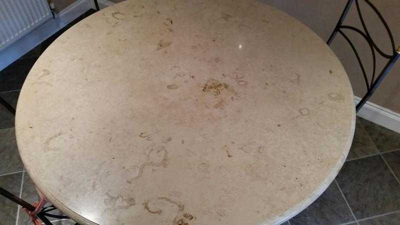 Round Solid Marble Table with 4 chairs