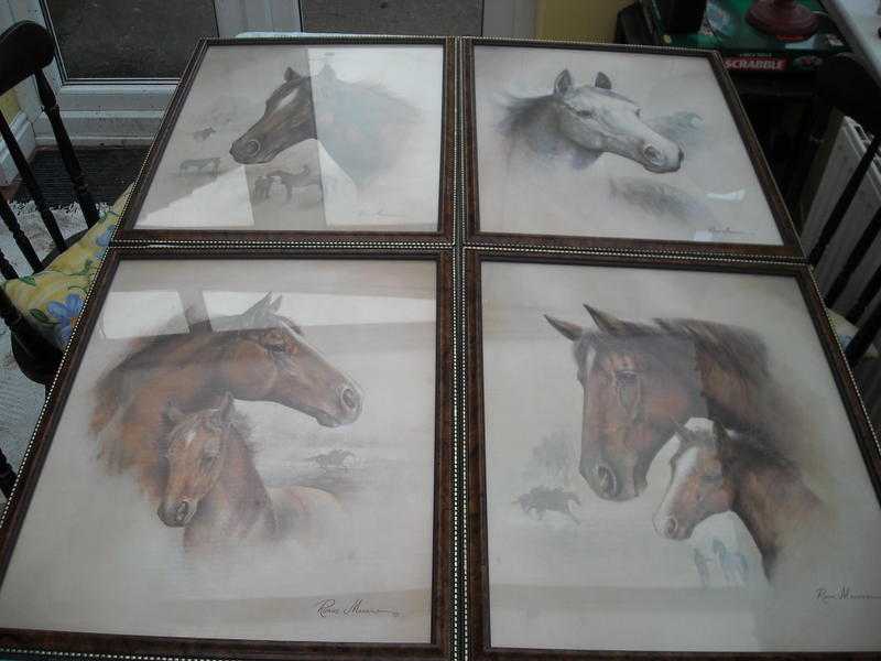 Ruane Manning Race Horse Lithographs Set of 4 Framed Ready To Hang