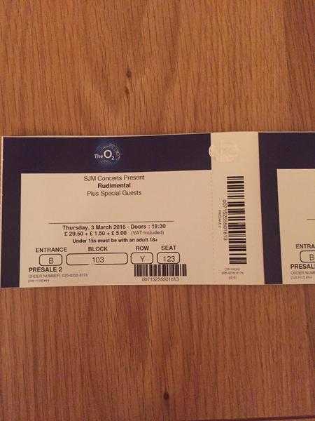 Rudimental tickets for sale Grab yourself 2 great seats in block 1 at the o2 london