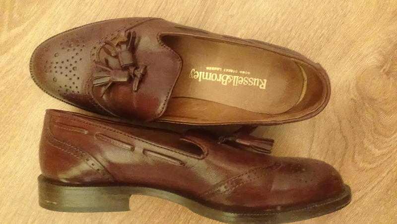 Russell amp Bromley Brown Leather Brogue Loafers - size 4