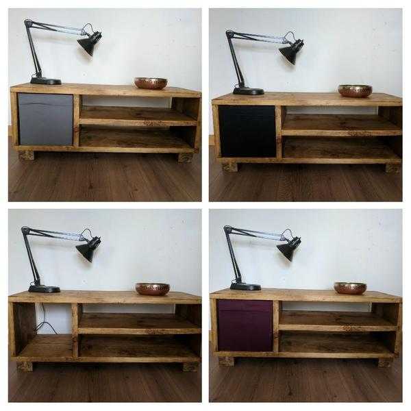 Rustic media unit TV unit, shelving storage 120cm. New handcrafted, reclaimed wood. LOCAL DELIVERY