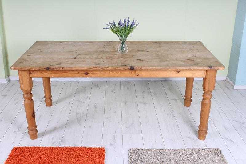 RUSTIC SOLID PINE FARMHOUSE KITCHEN TABLE 6 FT - CAN COURIER