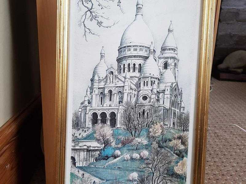 SACRE COEUR VINTAGE FRENCH PRINT FRAMED