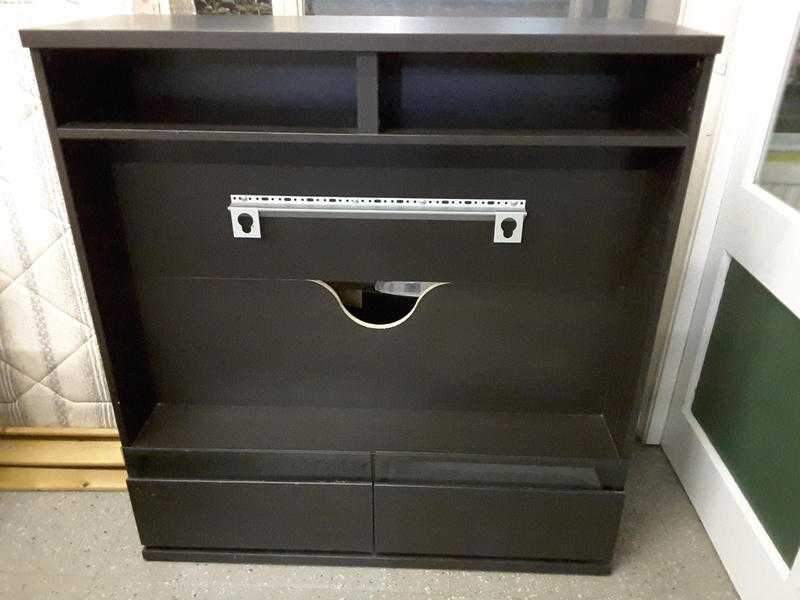 SALE ITEM Black TV Stand With Spaces For Boxes amp Wires - Local Delivery Service Available