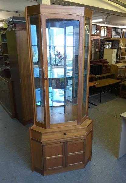 SALE NOW ON Parker Knoll Teak Corner Unit With Cupboard amp Glass Shelves - Local Delivery 19