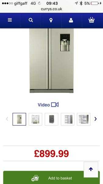 Samsung double American fridge freezer with water dispenser, 1 Year old, 9 years warranty left