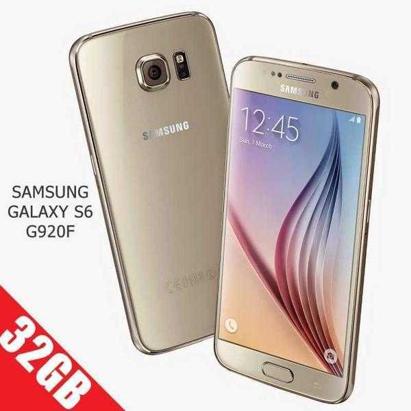 Samsung Galaxy smartphone s6 32GB gold. Screen protector and case from new.