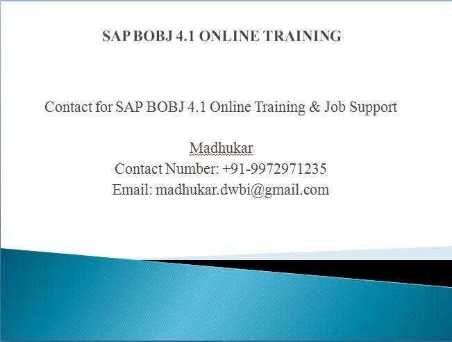 SAP BO Training - Live Online Classes by SAP BO Experts
