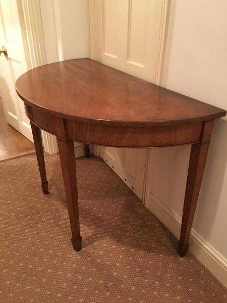 Satin wood half-moon table