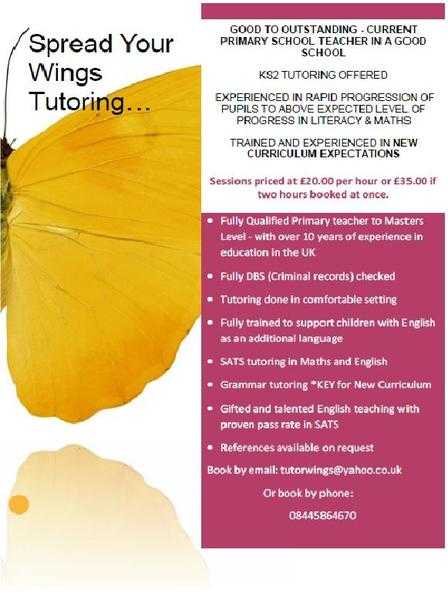 SATS TUITION - PRIMARY ENGLISH, GRAMMAR, WRITING AND MATHS -INTRODUCTORY OFFER FOR TERM 1 - BOOK NOW