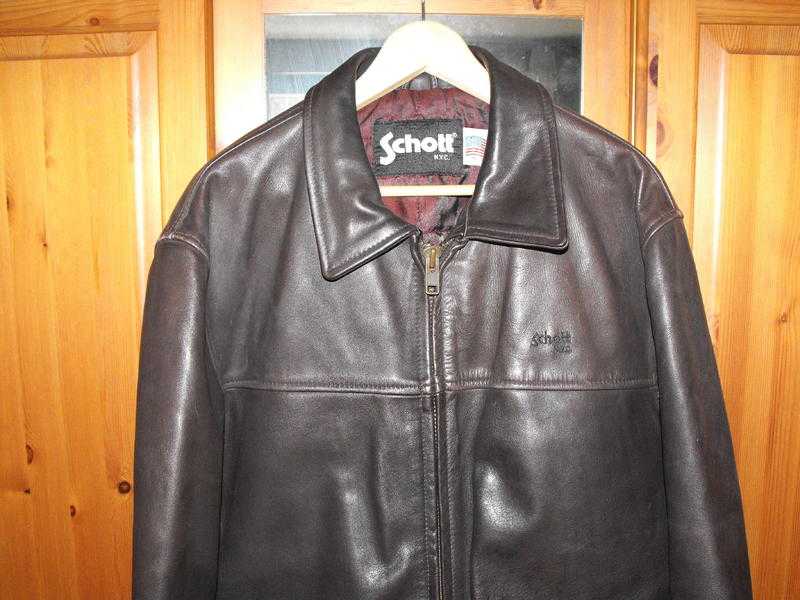 Schott NYC brown leather jacket.