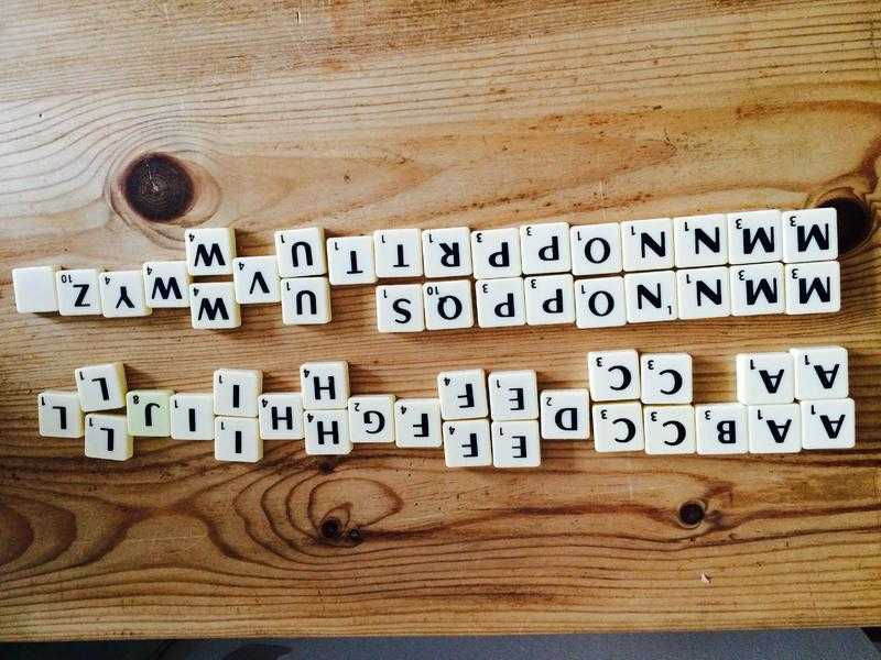 Scrabble ivory letter tiles