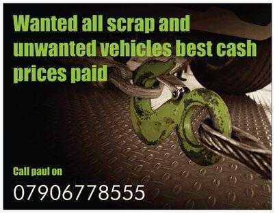 Scrap cars wanted cash paid