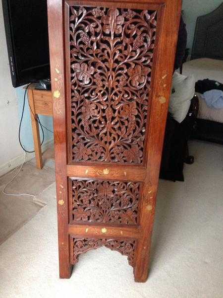 SCREEN - BEAUTIFUL SOLID ROSEWOOD INDIAN FOLDING