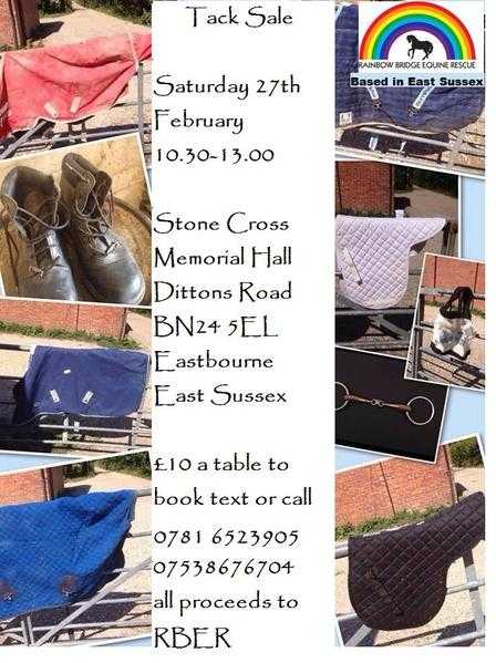 Second-hand Tack Sale 27th February Stone Cross Memorial Hall 10.30-13.00