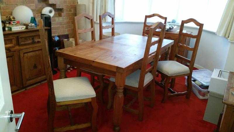 Segusino Antique Mexican Pine Dining table amp 6 chairs