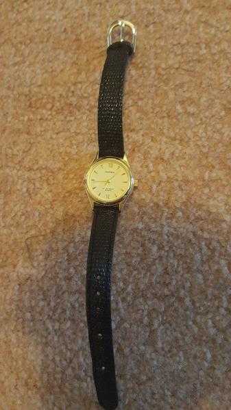 sekonda ladies watch black strap gold tone face