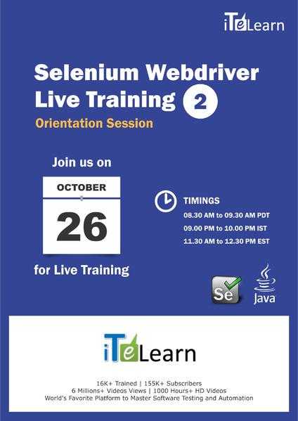 Selenium Webdriver Live Training