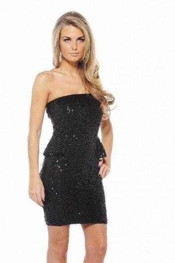 Sequined peplum sides dress