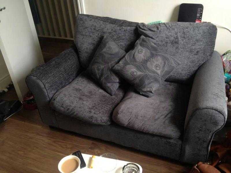 Set of 2 Next Dark Grey Velvet Fabric SofaSettees