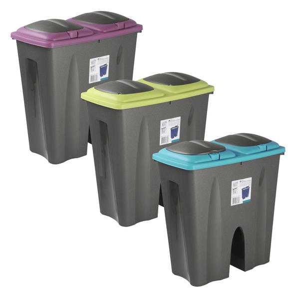 Set of 3 double recycling bins