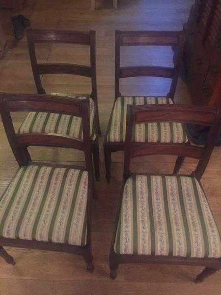 Set of 4 Vintage Dining Chairs with upholstery seat
