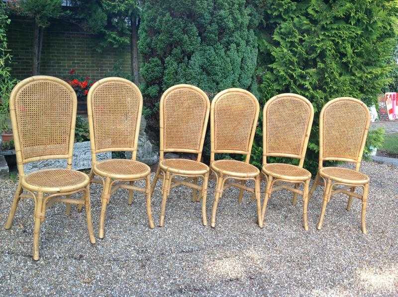 Set of 6 bamboo dining chairs