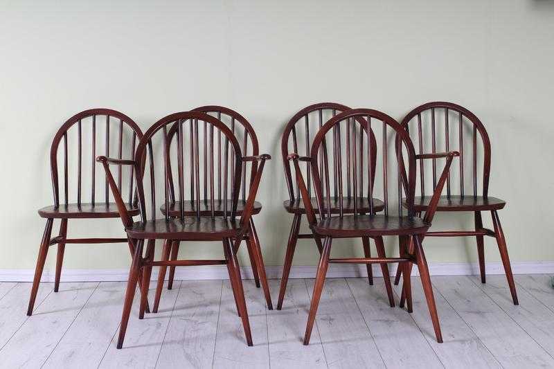 SET OF 6 ERCOL VINTAGE 1960s INCL 2 CARVERS - CAN COURIER