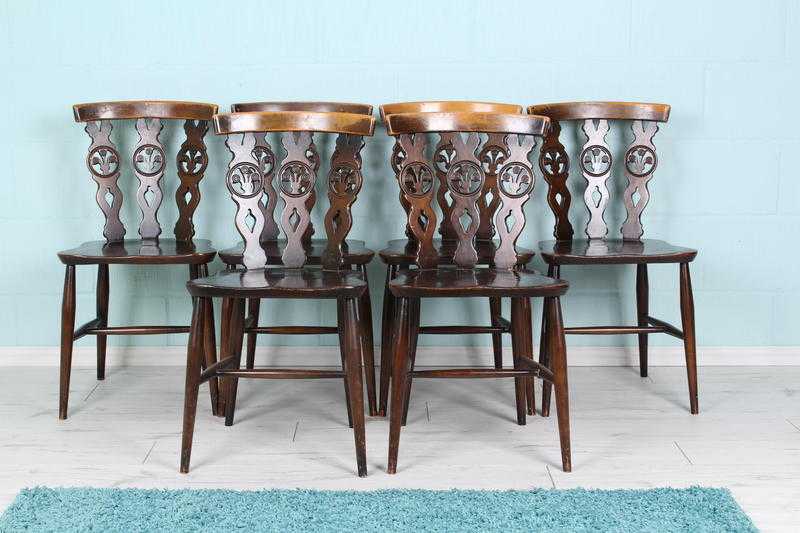 SET OF 6 FLEUR DE LYS ERCOL CHAIRS 1960s - CAN COURIER