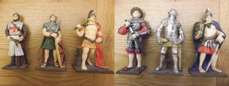 Set of 6 large military figures by Valentina