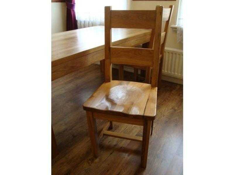 Set of 6 x Solid Oak High Back Chairs