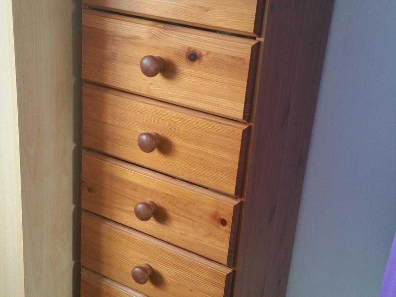 Set of 9 drawers  tall boy unit in solid wood. Great condition.