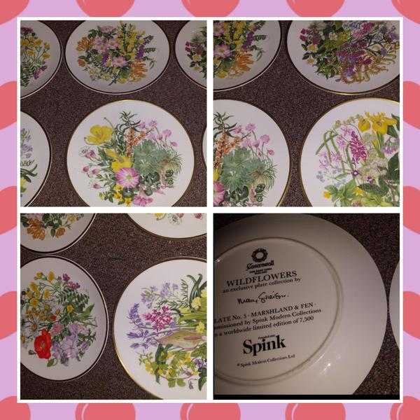 Set of Caverswall wildflower plates numbers 1 to 6