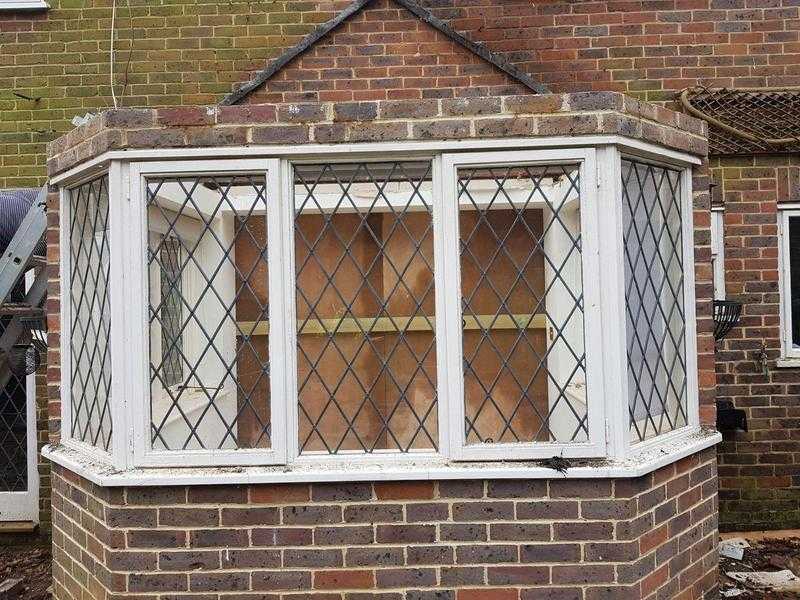 Set of wooden windows with leaded lights