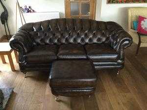 Settee and chair, gold embossed.  3 seater.  excellent condition.  cheap at 200