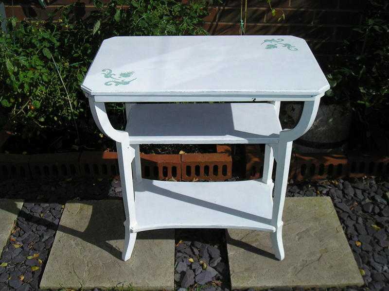 Shabby chic mahogany three tiered table.