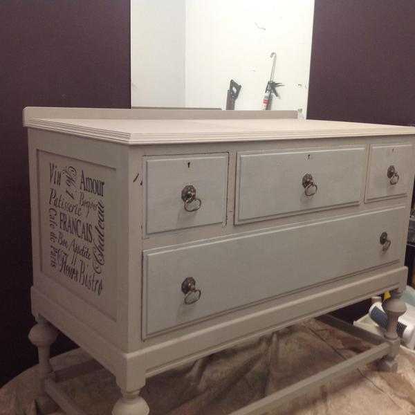 Shabby chic painted grey sideboard