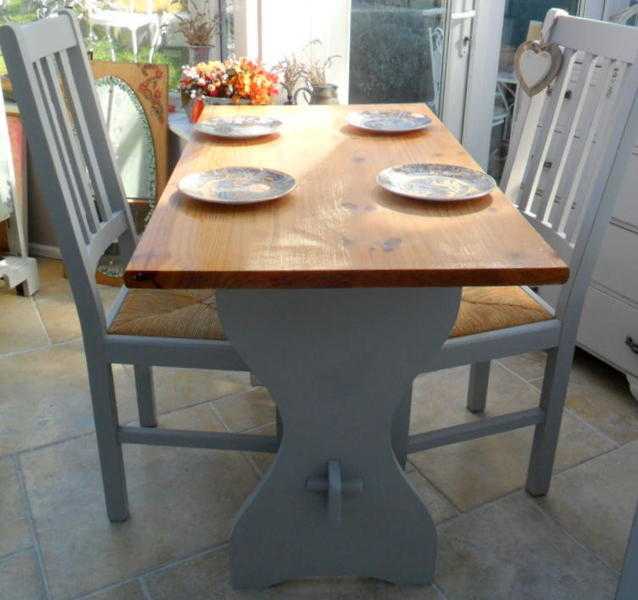 Shabby Chic, Solid Pine Table and 2 x Chairs