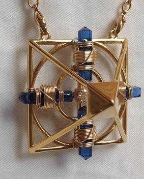 Shambhala Necklace Healing Gold pyramid amp Blue Crystals
