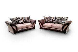 Shannon  Luxury Faux Leather And Fabric 3 and 2 Seater