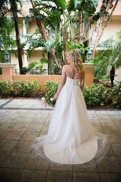 Shell Pink Wedding Dress With delicate bow - Size 12