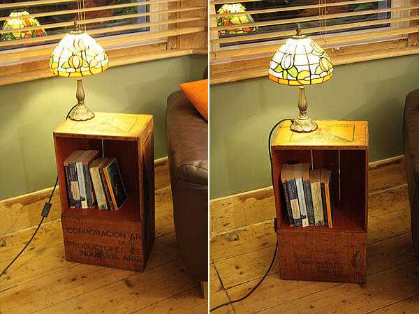 SideEnd Table Bedside Table Made With Vintage Crate