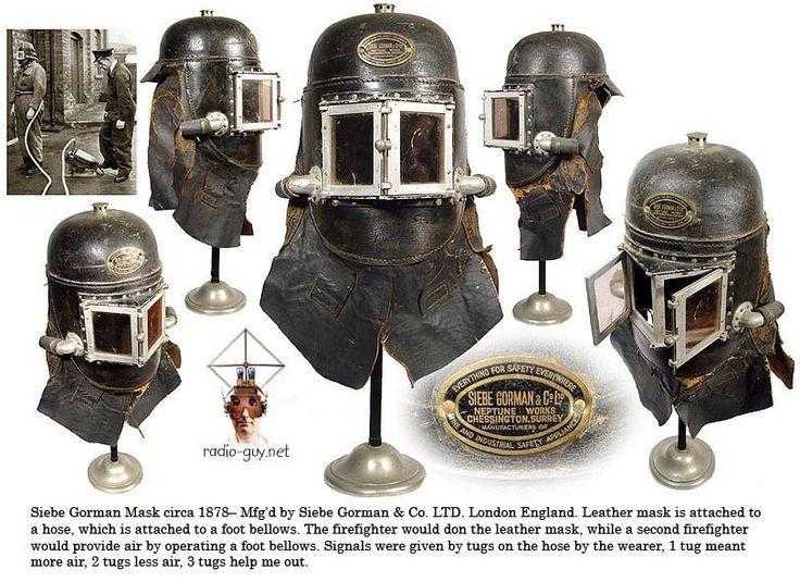 Siebe Gorman circa 1878 firemens039 helmetmask and bellow. 700